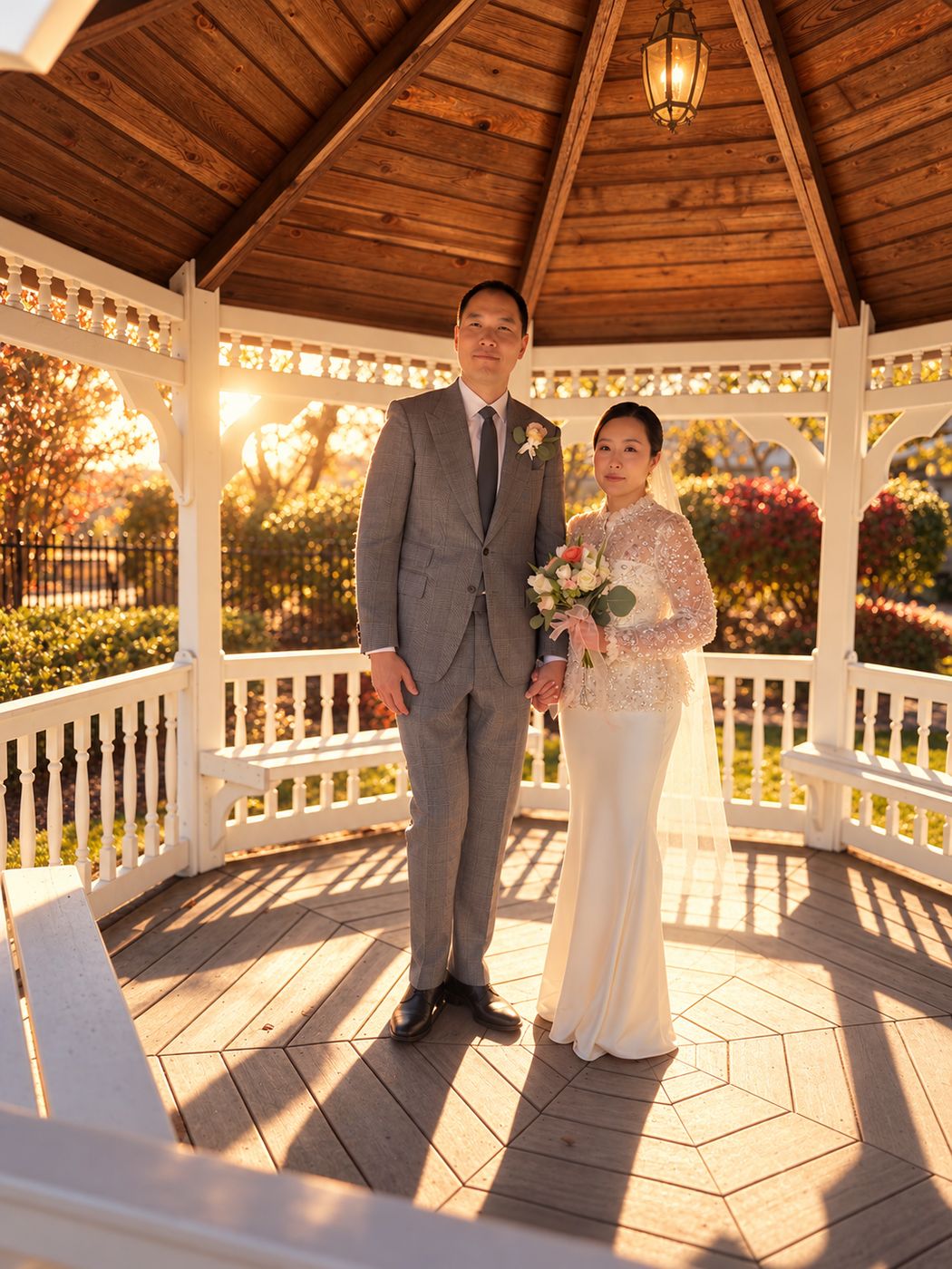 Isabella and Michael in the white gazebo