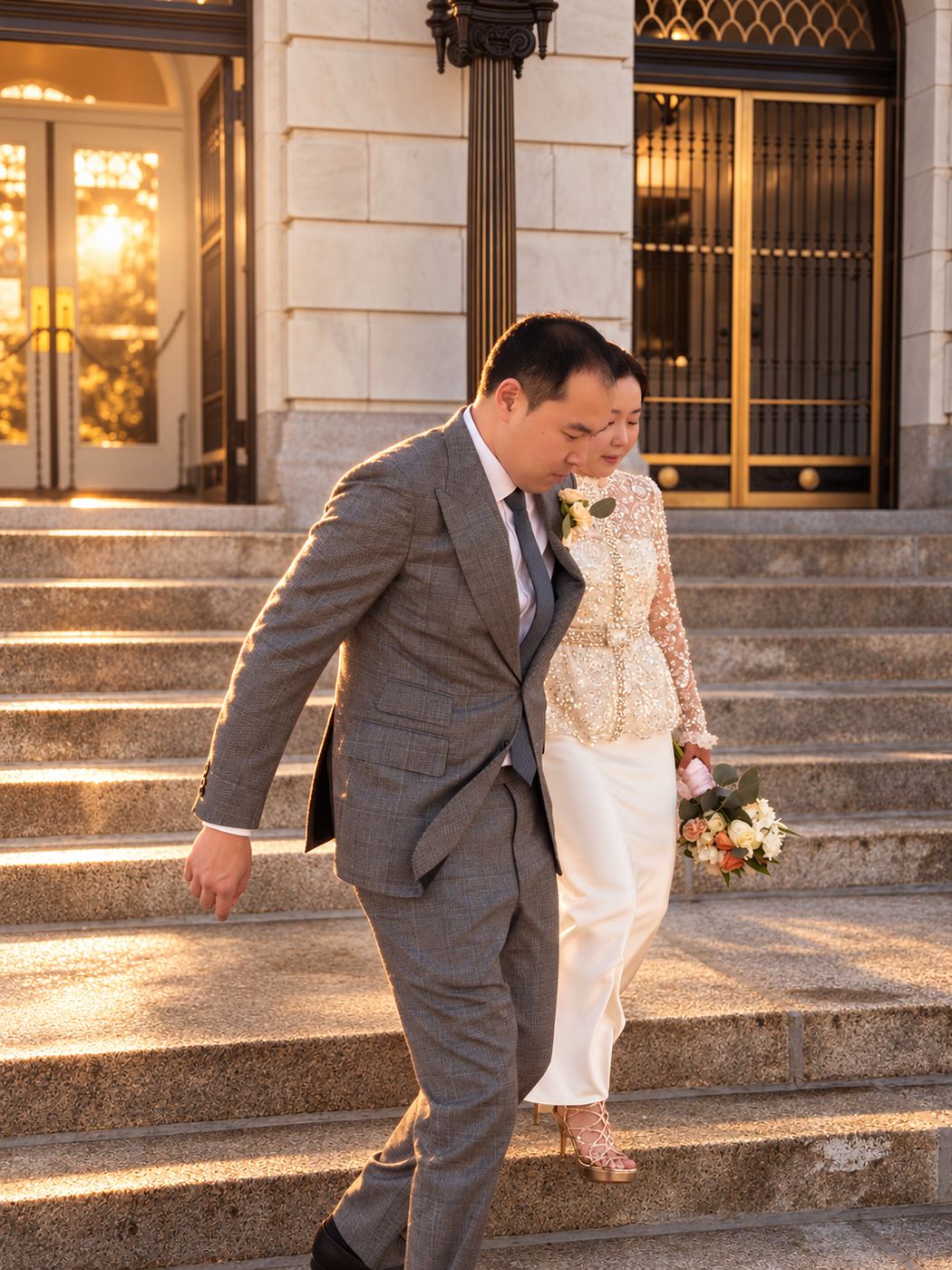 Walking down the steps together